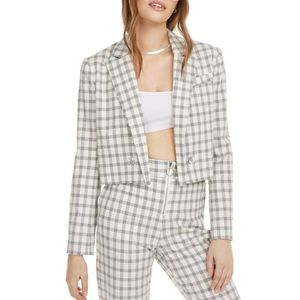 Danielle Bernstein Ivory Plaid Suit Jacket